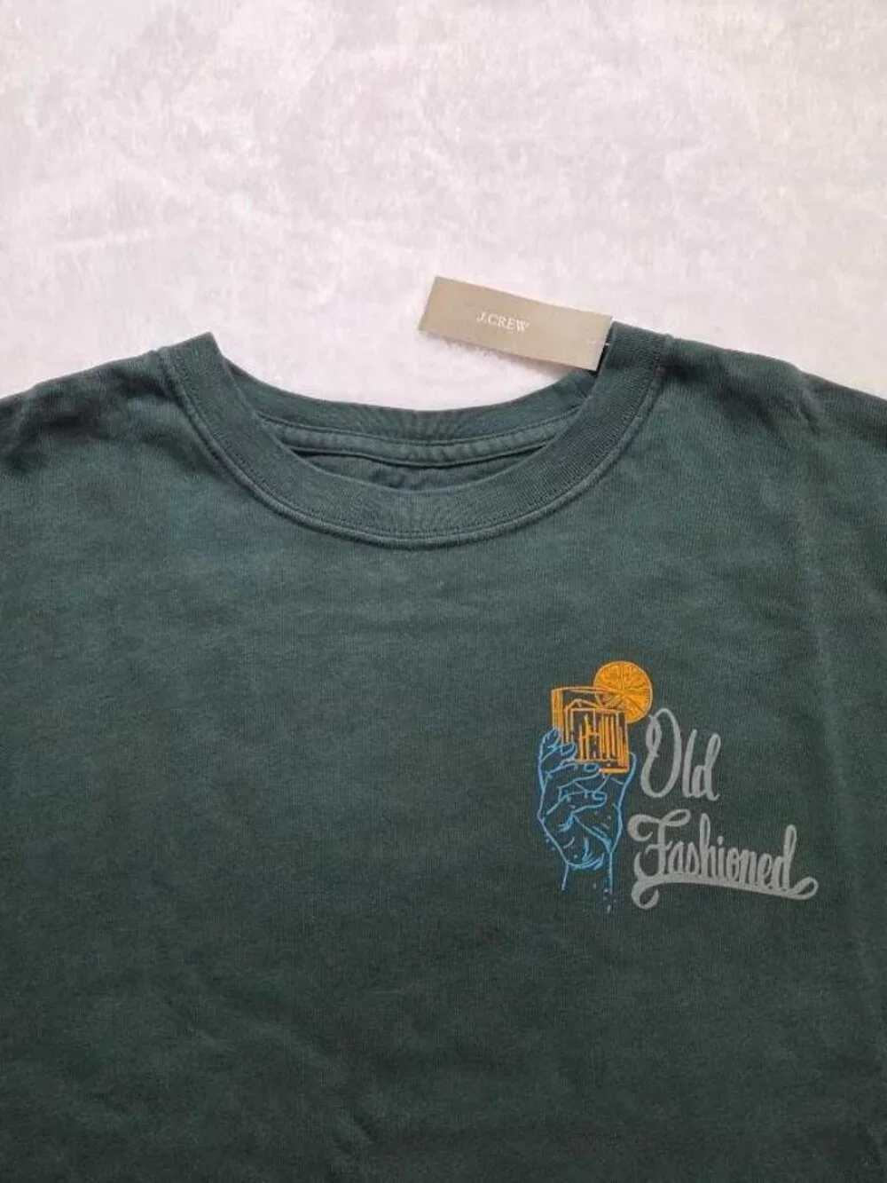 New M J.Crew vintage wash cotton Old Fashioned drink graphic t-shirt